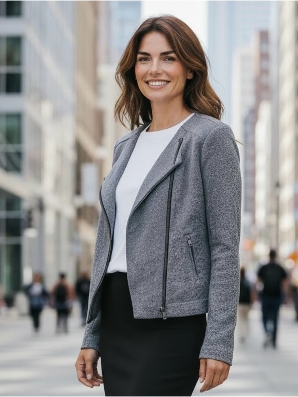 Catherine Malandrino S/M Women's Gray Zip-Front Knit Jacket